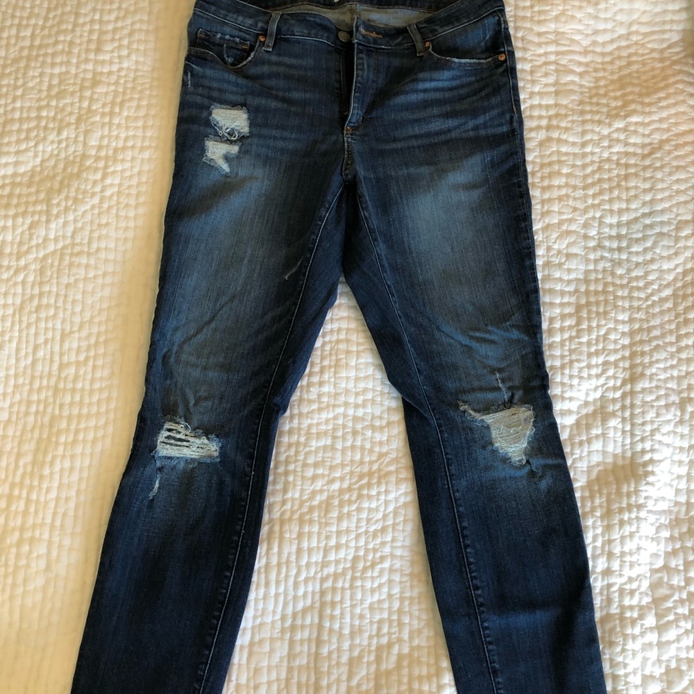 Loft Skinny Curvy Destructed Skinny Jeans